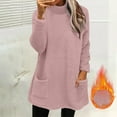 thumbnail image 3 of Otntypg Fuzzy Sherpa Sweatshirts for Women Trendy Fall Winter Fleece Thick Warm Long Sleeve Turtleneck Pullover Tops Loose Comfy Loungewear Coat with Pockets Pink XXL, 3 of 9