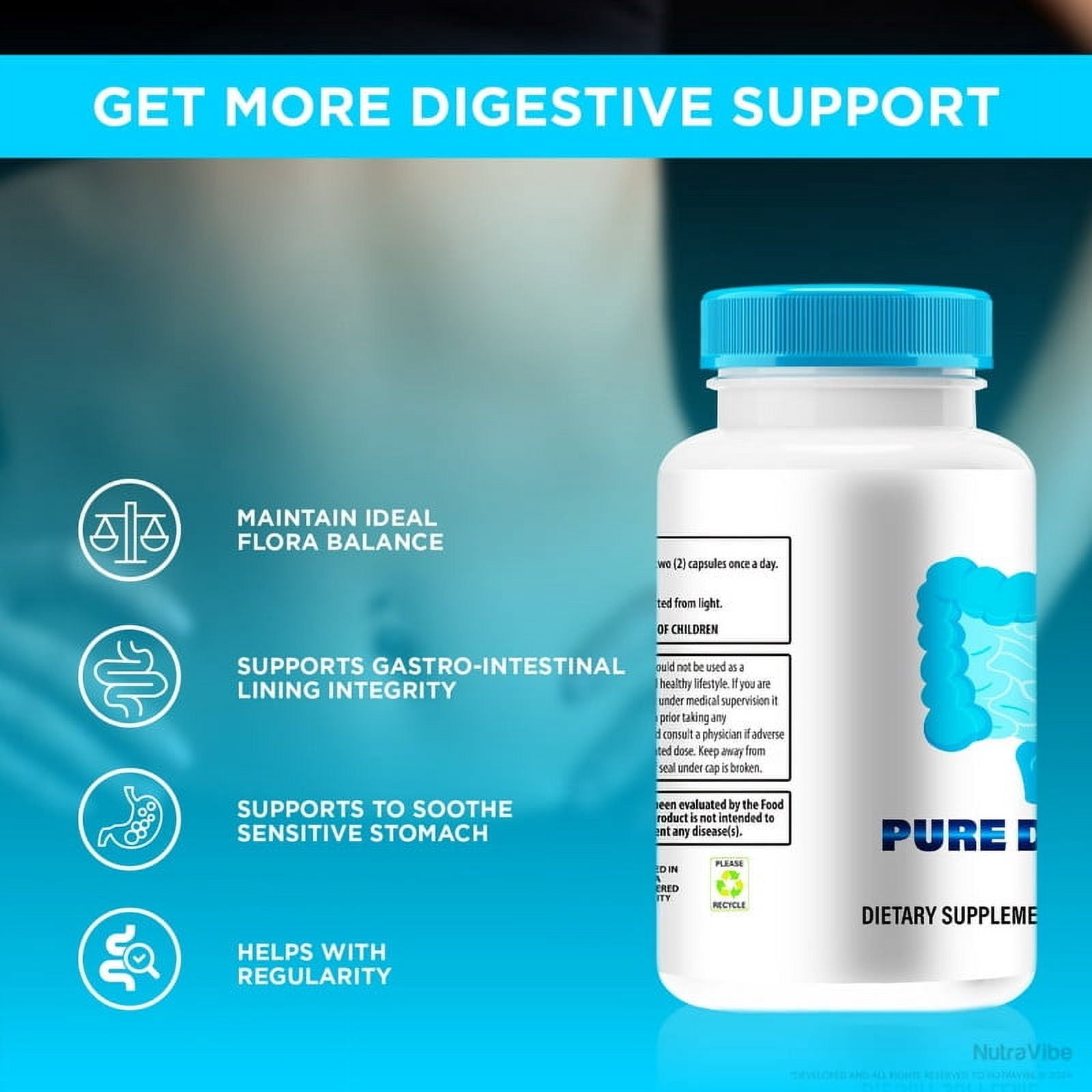 (3 Pack) Pure Digest Capsules, Premium All-Natural Formula Supplement for Gut Health, PureDigest Pills for Digestive Wellness, Official Probiotics Pastillas Reviews (180 Capsules)