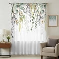 thumbnail image 2 of Eucalyptus Leaves Semi Sheer Curtains Drapes for Living Room, Bedroom, French Doors Window 54 Inches Long, Summer Botanical Green Watercolor Rod Pocket Chiffon Curtain Drapery Voile Draperies Panel, 2 of 8
