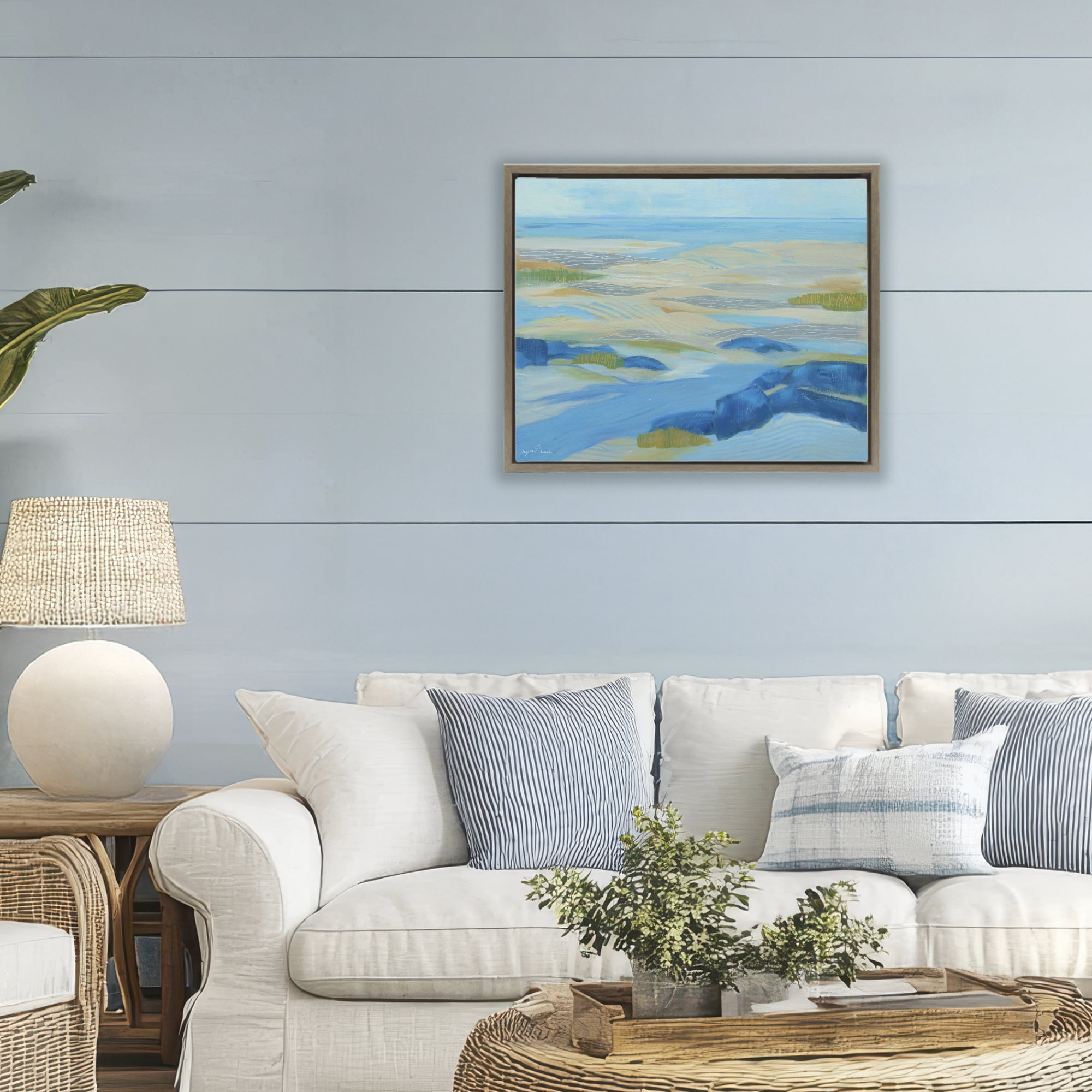 Stupell Industries Coastal Walk Among Dunes Brown Framed Floater Canvas Wall Art, design by Lynn Ericson Fine Art