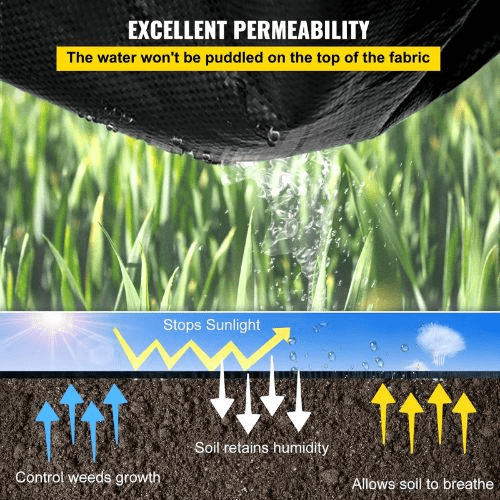 4 x 300' Ft Black Cover Mat Heavy Duty Woven Grass Control Geotextile for Garden 5.8oz Landscape Fabric Weed Barrier VV-FCB-PE 4*300FT 5.8OZ