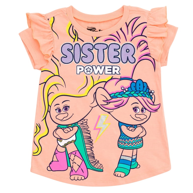 DreamWorks Trolls Poppy Viva Toddler Girls T-Shirt and Leggings Outfit Set  Light Orange Purple 4T