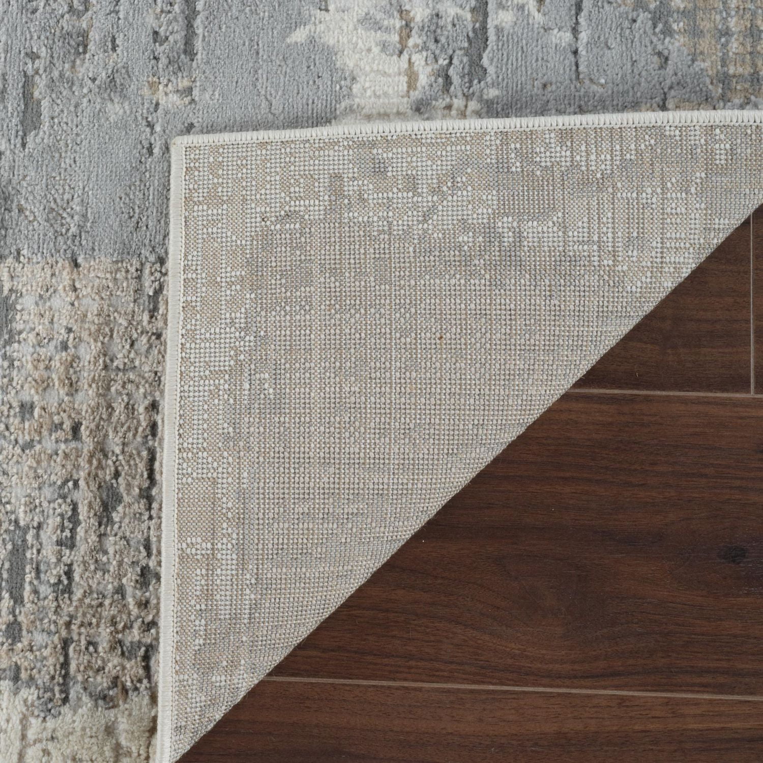 Tapis d'interieur abstrait Rug Branch Nomad, gris creme, moderne - Salon, chambre, salle a manger et cuisine