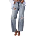 thumbnail image 2 of Aloohaidyvio Straight Leg Jeans for Women High Waisted Stretchy Loose Denim Pants Casual Baggy Jean Trousers,Sizes L, 2 of 6