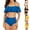 Blue, variant on Plus Size High Waisted Flounce Bikini Set, Two Piece Swimsuits for Women Off Shoulder Adjustable Spaghetti Straps Bathing Suit White,M