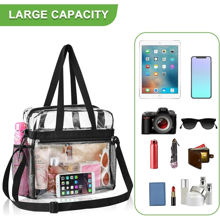 Oraben Clear Stadium Approved Tote Bag - 12x6x12 Inches, Waterproof PVC With Removable Strap, Pink, Large Size