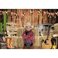 thumbnail image 4 of 8x6FT Western Cowboy Backdrop Banner Rustic Polyester West Barnyard Farm Barn Warehouse Photo Decorations, 4 of 5