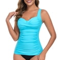 thumbnail image 4 of Ocean Blues Women's V Neck Twisted Tummy Control Ruched Tankini Top, 4 of 6