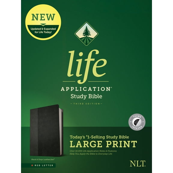 NLT Life Application Study Bible, Third Edition, Large Print (Leatherlike, Black/Onyx, Indexed), (Hardcover)
