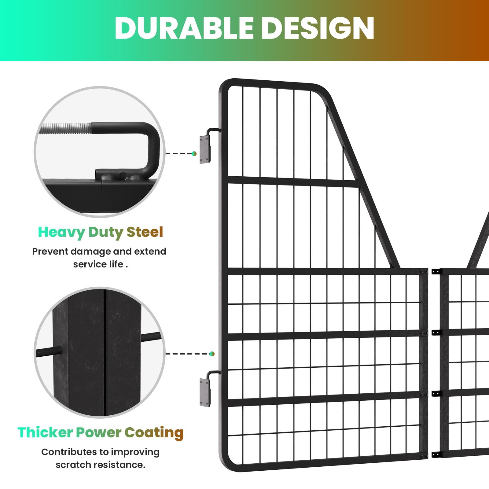 Heavy Duty Steel Horse Stall Gate 52"×42"×0.8" Scratch Resistant Black Coated Stable Door, Safety Barn Gate for Horse Stalls