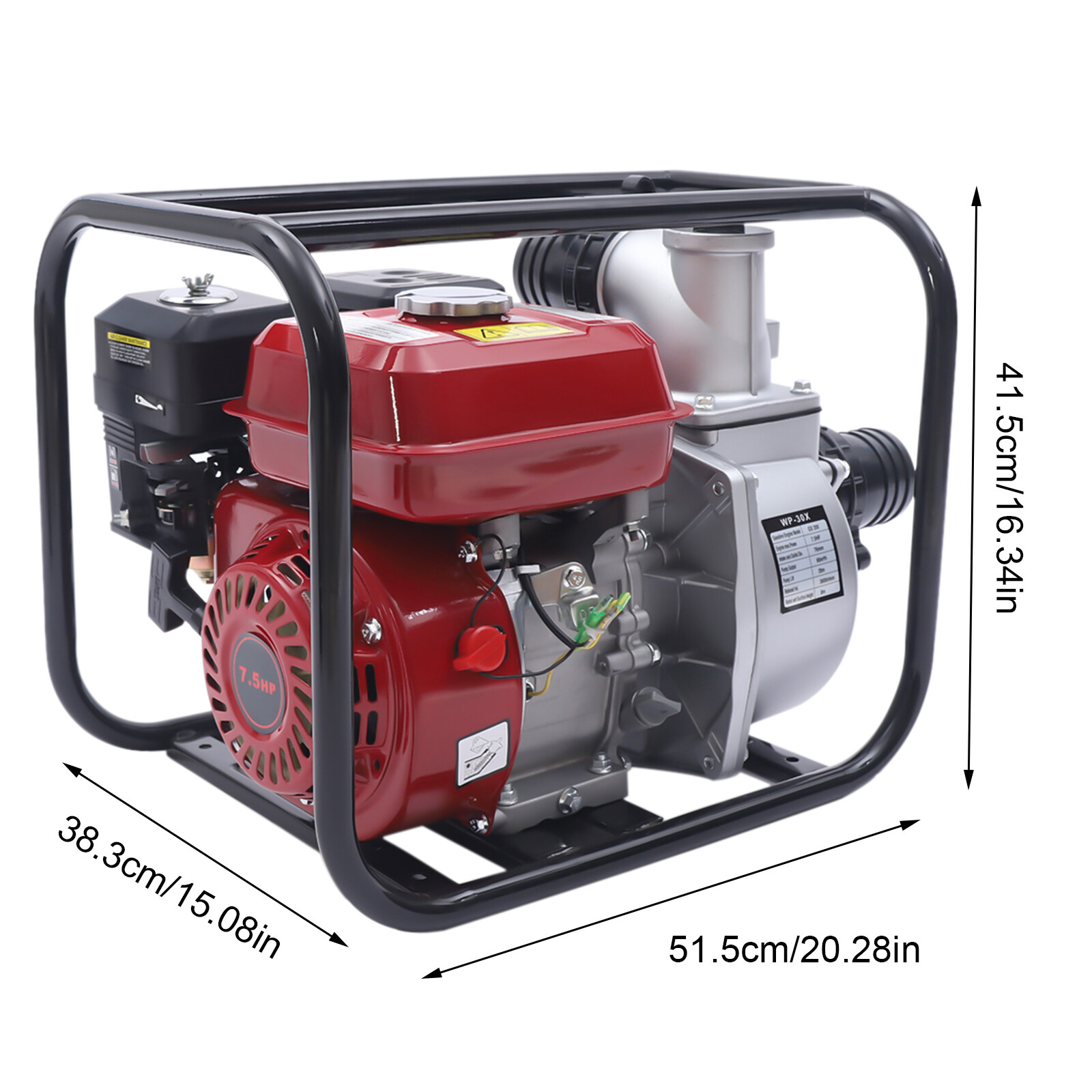 YIYIBYUS 3" 7.5HP Water Pump Farm Irrigation Drainage Transfer Pump Agriculture Sprinkler Watering Landscaping Gardening Gas Power Pump