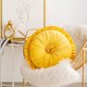 thumbnail image 2 of Xiao Hua Cojín redondo con volantes, cojín de terciopelo plisado con diseño de calabaza, cojín decorativo floral 3D para sofá, dormitorio, oficina, coche (amarillo, diámetro 35,5 cm), 2 of 5