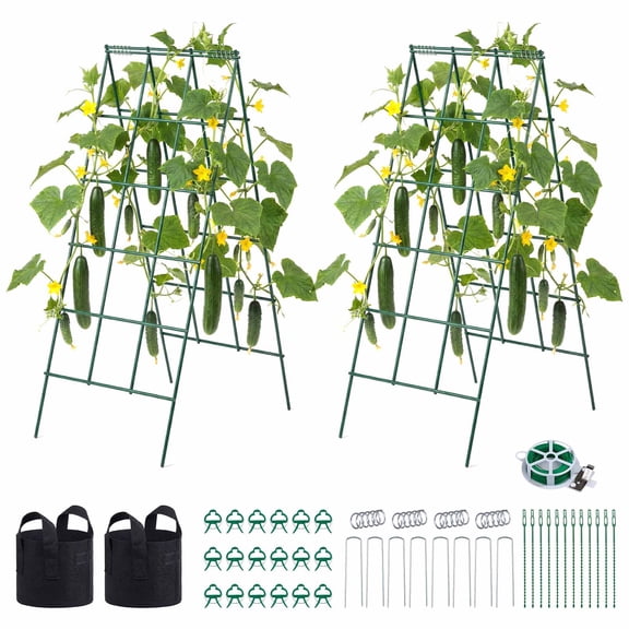 VEVOR Cucumber Trellis 4 Pack, A-Frame Garden Trellises for Raised Bed, Metal Rustproof Coating Plant Support for Vine, Climbing Plants, Peas, Beans, Zucchini, Tomato,Flower (46.06 x 18.11 in x 4PCS)