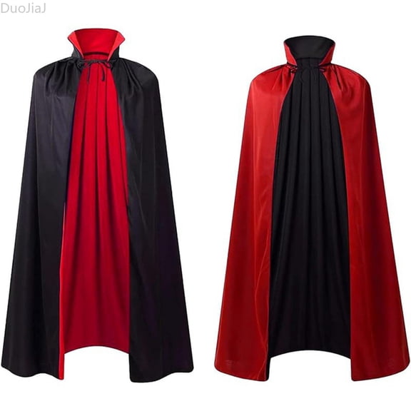 DuoJiaJ Adults Stand Collar Cape, Party Dress Up Cloak Black Sizes S-L