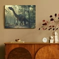 thumbnail image 4 of YILUYINQING Dinosaur Forest Trees Art Modern Canvas Prints Ready To Hang Home Wall Decor 16x12in, 4 of 6