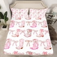 thumbnail image 2 of Homewish Cute Bowtie Ribbon Bed Sheets,Pink Cowgirl Boots King Sheets,Cartoon Bow Knot Sheet Set For Girls Teens,Microfiber Bedroom Decor,4pcs, 2 of 7