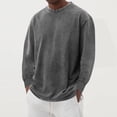 thumbnail image 2 of Retro Sweatshirt Men Long Sleeve Tee Shirts Top Crewneck Breathable Workout Athletic Shirt Loose Fit Casual Pullover Vintage Denim Washed Sweatshirts for Fishing Workout Athletic Gym, 2 of 6