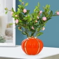 thumbnail image 4 of Jarrón de cerámica moderno para flores, decoración esmaltada, maceta decorativa para escritorio Naranja 17x7.5x12cm, 4 of 7
