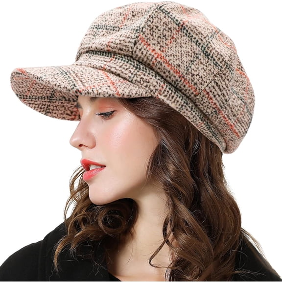 Womens Newsboy Cap, Hat with Visor Cabbie Fiddler Spring Summer Octagonal Paperboy Hat Girls Gift