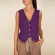 thumbnail image 1 of Chaleco Chaleco básico con cuello en V Estilo casual Traje de trabajo de oficina simple para mujer (Púrpura M) Ygjytge Púrpura T M para Mujer, 1 of 5