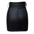 thumbnail image 5 of Dwaogom Women's Leather Skirt, Hip High Waisted Stretchy Zipper Mini A-Line Pencil Short Fashion Women Mini Solid Skirt Strap Zip Ladies Slim Short Skirts Mini Leather Skirts, 5 of 5