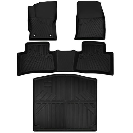 Floor Mats and Cargo Trunk Liner Set All-Weather Black 4D TPE for Toyota Corolla Cross 2022-2024 Anti-Slip Protects Interior