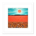 thumbnail image 1 of Landscape California Poppy Flowers Blue Sky Sunrise Painting Square Wooden Framed Wall Art Print Picture 8X8 Inch, 1 of 4