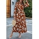 thumbnail image 4 of Vestido PRETTYGARDEN Midi Boho con Estampado de Hojas Marrón XXL, 4 of 6
