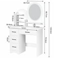 thumbnail image 2 of Dapmiu Vanity Desk with Large Mirror and 3-Color LED Light, 4 Drawers and Open Shelves, European Design, 2 of 8