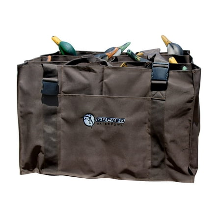 Cupped Waterfowl 12 Slot Duck Decoy Bag Camo Hunting Bag with 12 Individual Slots for Duck Decoys and Tough Coated Mesh Ventilated Bottom Brown
