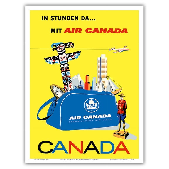 Canada - Air Canada TCA (Trans-Canda Air Lines) - Vintage Airline Travel Poster by Roberto Floreani c.1960 - Master Art Print (Unframed) 9in x 12in