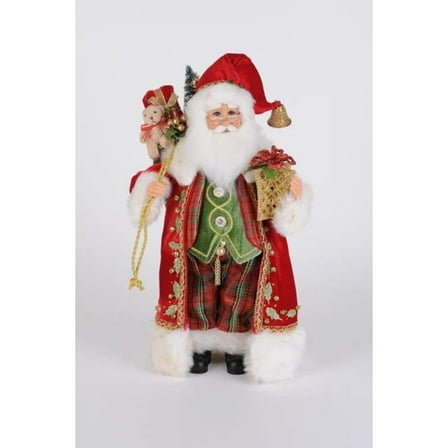 Karen Didion Lighted Traditional Tartan Santa Figurine Polyresin