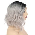 thumbnail image 5 of Onedor Side Part Lace Front Short Wavy Hair Bob Wigs for Women (Black Root Ombre Silver Grey), 5 of 7