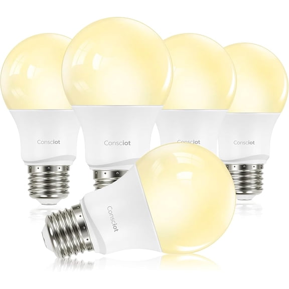 A19 LED Light Bulbs Dimmable,60W Equivalent,3000K Warm White,9W 800 Lumens,E26 Standard Base,UL Listed,Lighting for Bedroom Living Room Home Office,5 Packs