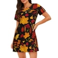 thumbnail image 1 of Fotbe Autumn Maple Leaves A Bata de Dormir para Mujer con Estampado, Camisón de Algodón de Manga Corta, Ropa de Dormir Casual, 1 of 6