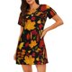 thumbnail image 1 of Balery Autumn Maple Leaves A Camisón de manga corta con cuello redondo para mujer, cómodo y elegante., 1 of 6
