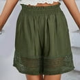 thumbnail image 2 of IROINNID Clearance Cotton Shorts for Women New Pants Solid Color Large Size Loose Lace Splicing Wide Leg Pants Hollow Short,Olive Green, 2 of 6