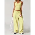 thumbnail image 4 of Women'S Wide-Leg Loose Casual Sports Pants Straight Low-Rise Sweatpants Drawstring Elastic Band Pockets Light Yellow XL, 4 of 6