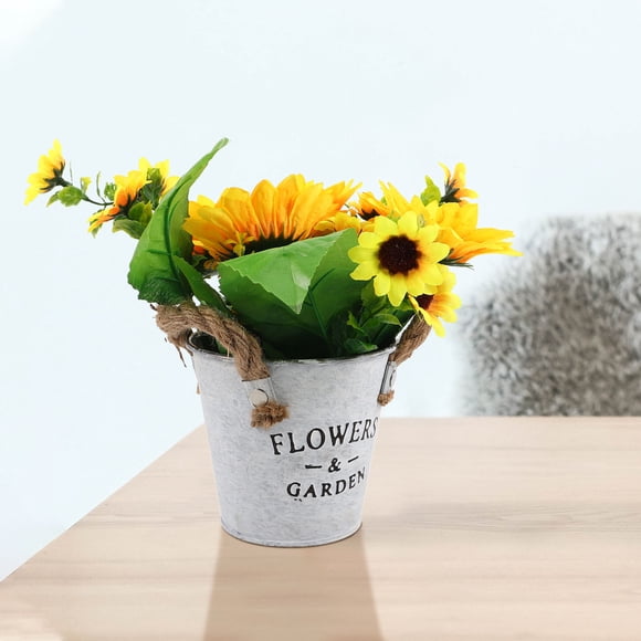BEADCEST Planta Artificial De Girasol En Maceta Con Vintage Para Interior Y Exterior