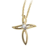 10k Yellow Gold Diamond Cross Pendant with 16" Chain