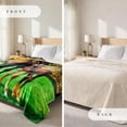 thumbnail image 3 of Korean Mink Blanket Queen Size, Animal Print - Thick Heavy Korean Blanket - 5 LB Heavy Fleece Mink Style, 95"x 79", (Horse Grass), 3 of 7