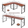 thumbnail image 4 of VECELO L-Shaped Desk, Corner Computer Desk for Home Office, Multi-Usage Long 2 Person Sturdy Writing Table, Easy Assembly/Saving Space, Brown, 4 of 11