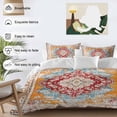 thumbnail image 3 of 3 Piece Vintage Ethnic Duvet Cover Set Full Size,Microfiber Comforter/Quilt Cover with Corner Ties and 2 Pillowcases,Boho Tribes Modern Orange Middle Century All Season Bedding with Zipper Closure, 3 of 8