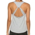 thumbnail image 4 of Women's Sleeveless Yoga Workout Tank Tops Scoop Neck Loose Fit Back Hollow Out Running Exercise T-Shirt Activewear, 4 of 7
