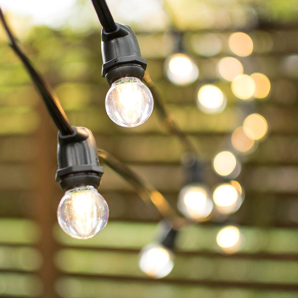 Patio & Bistro Lights Commercial LED Globe String Lights 56Ft Black C9