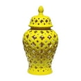 thumbnail image 1 of tarro de jengibre Cerámica Tallada Enrejado Jengibre Tarro Tarro De Almacenamiento Florero Sala De Estar Decoración Elegante Amarillo Tamaño L, 1 of 9