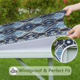 thumbnail image 6 of Blue Ethnic Geometric Pattern Square Fitted Tablecloth with Elastic Edge,Square Table Cover,Washable Elastic Table Cover for Home Kitchen Party Decor 36"x36", 6 of 6