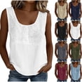 thumbnail image 2 of Elegant Embroidered Linen Tank Tops for Women Loose U Neck Sleeveless Summer Business Casual Shirts Dressy Blouses, 2 of 6