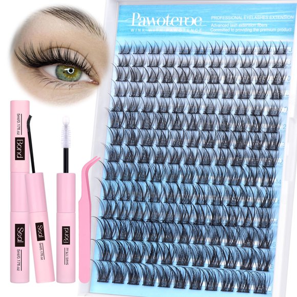 Kit de extensión de pestañas Pawotence Wispy Lash Clusters 8-16 mm 154 unidades