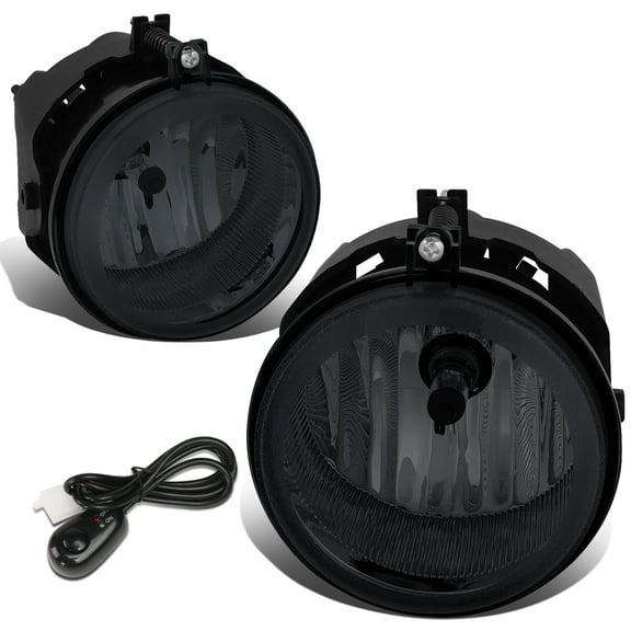 For 2005 to 2010 Dodge Jeep Chrysler Pair of Smoked Lens Halogen Front Driving Fog Lights Lamps with Switch